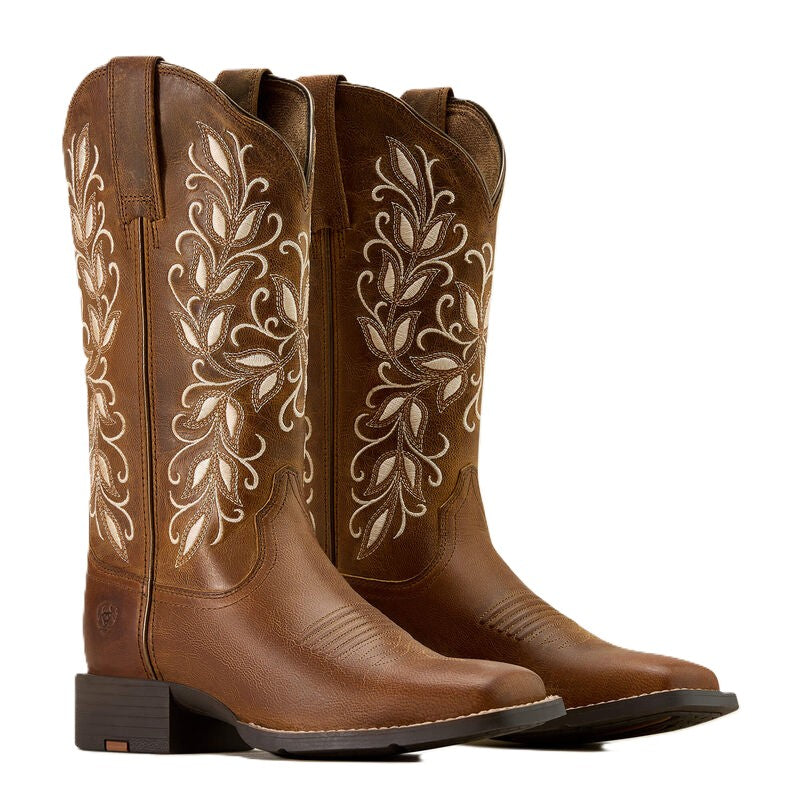 Ariat Women's Round Up Holly Wide Square Toe Western Boot - Pearl - 10074320