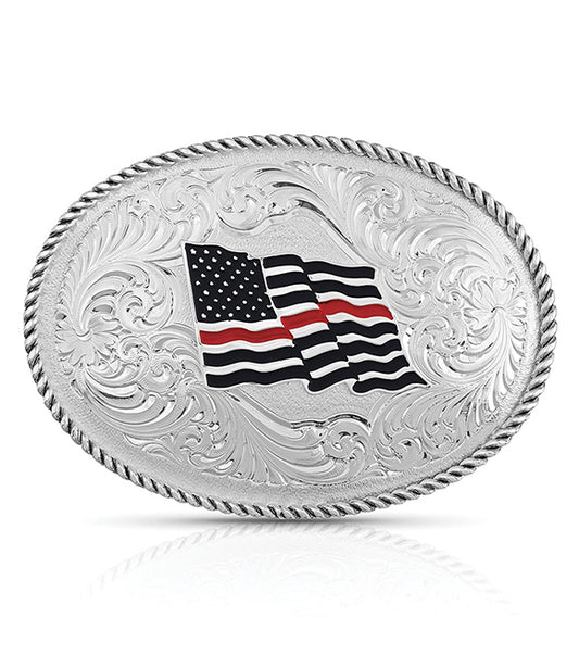 Thin Red Line Silver Flag Buckle