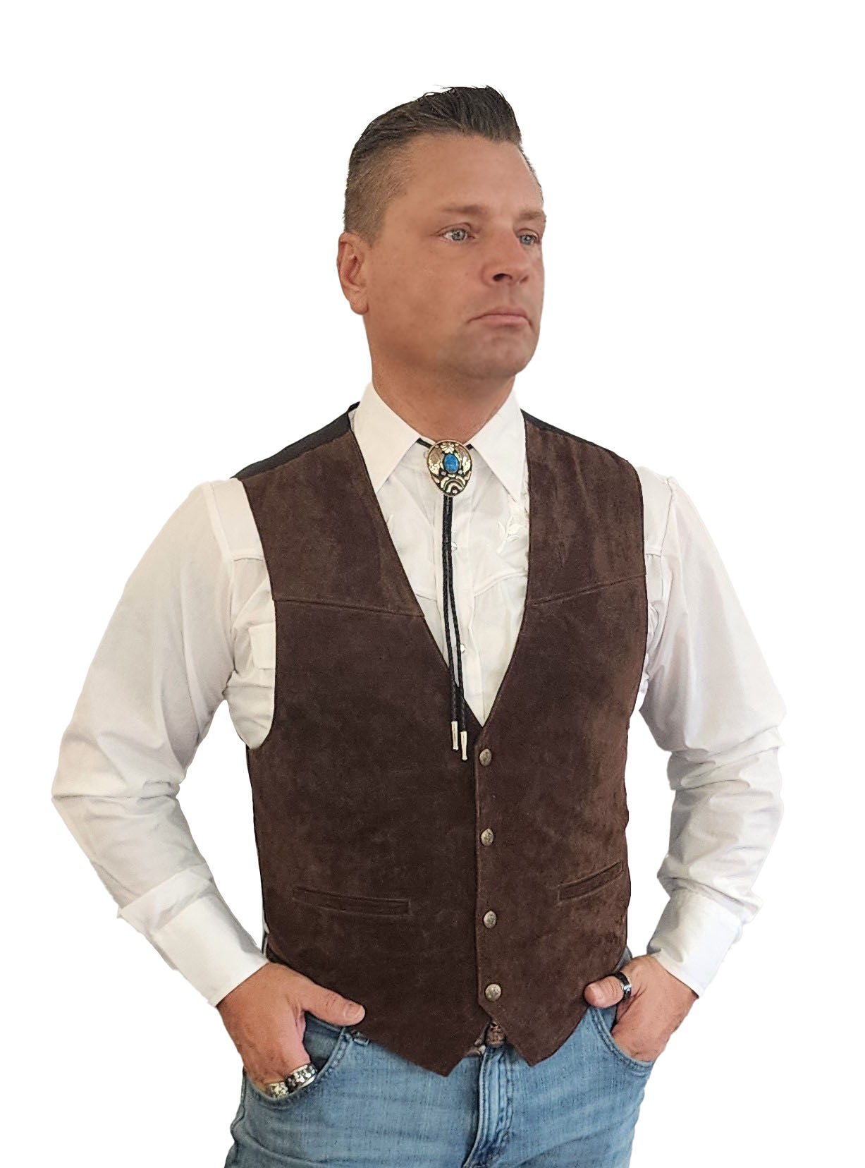 western dress vest Roper Lamb Leather Western Vest - Black