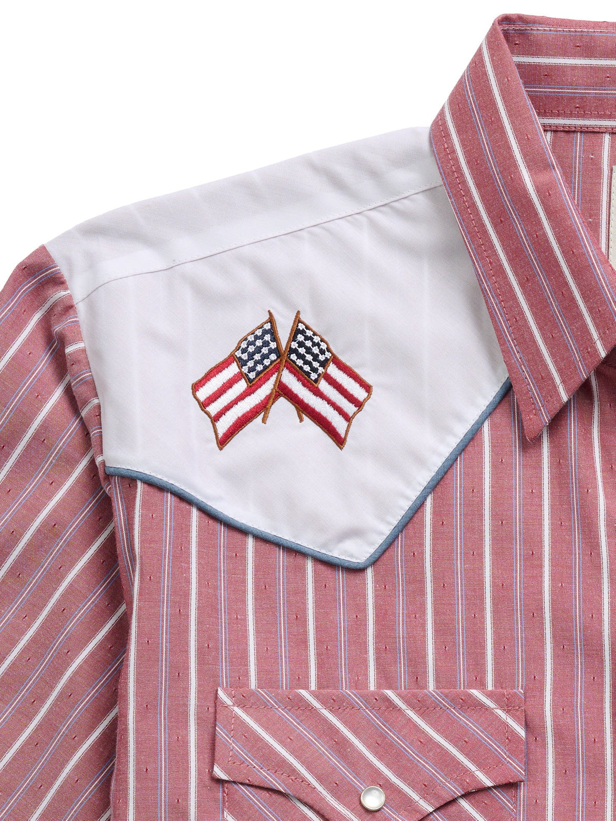 Short Sleeve Red Embroidered Flag 2036001-RD