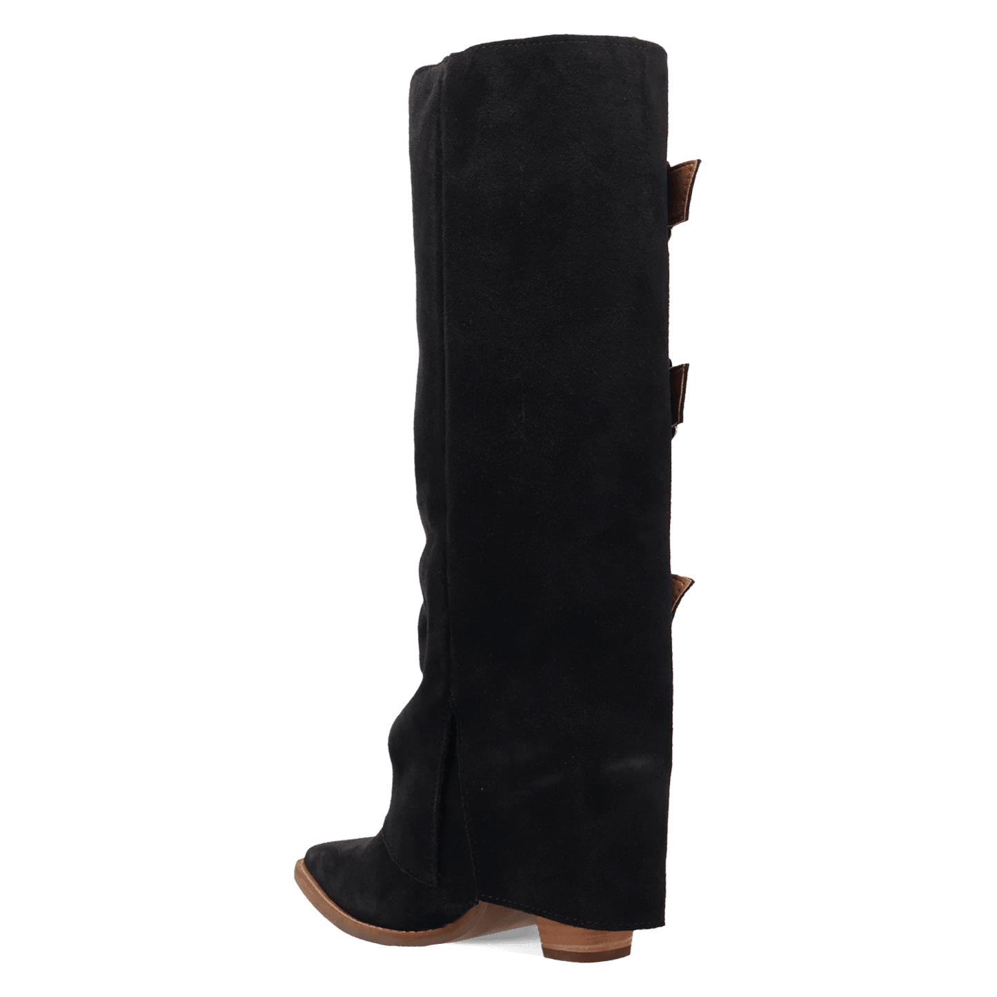 Women's Dingo Buckle Bunny Suede Leather Boot - Black - DI2345-BK
