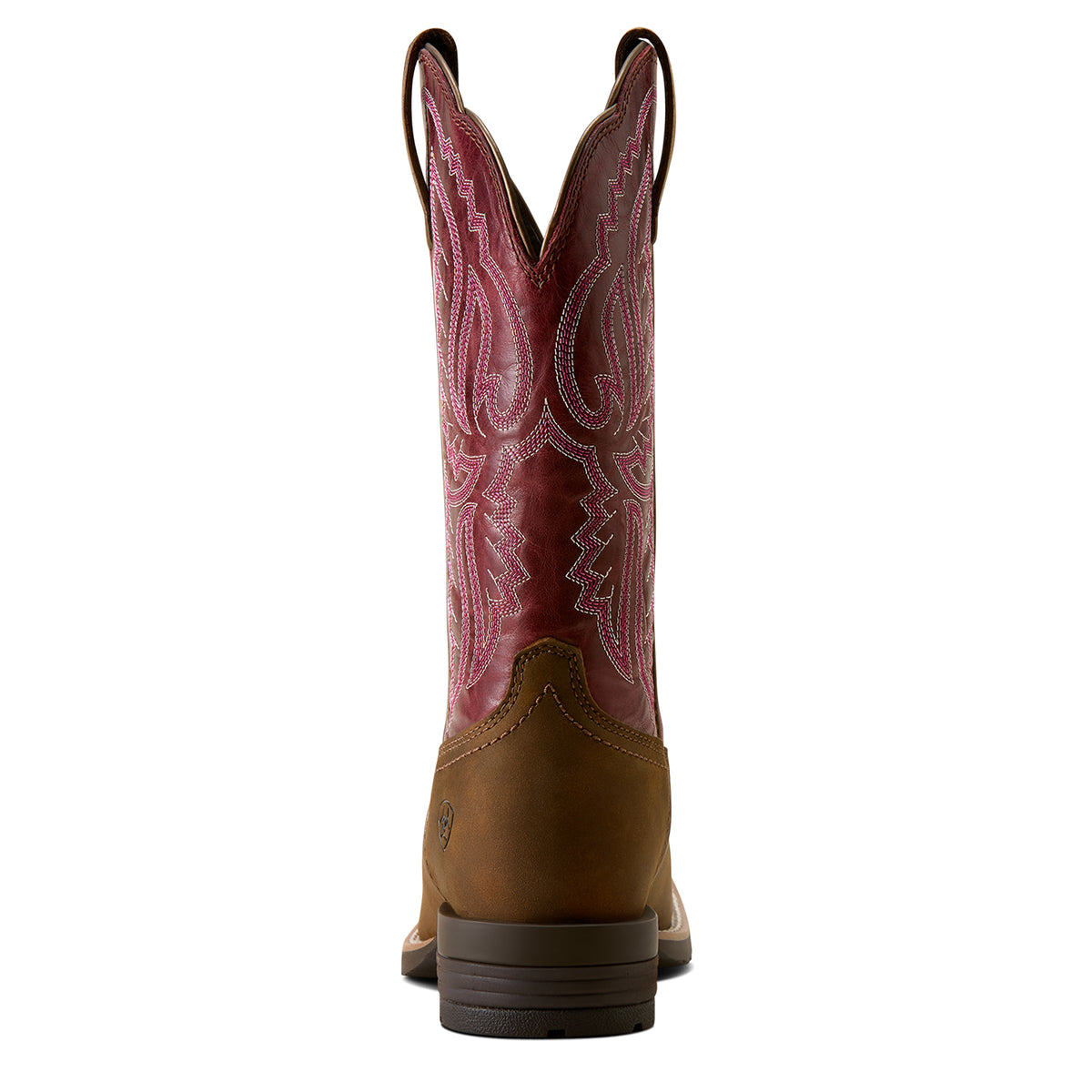 Ariat Women's Hybrid Ranchwork Wide Square Toe Western Boot - BACKWOODS BROWN|BERRY SPICE - 10080426