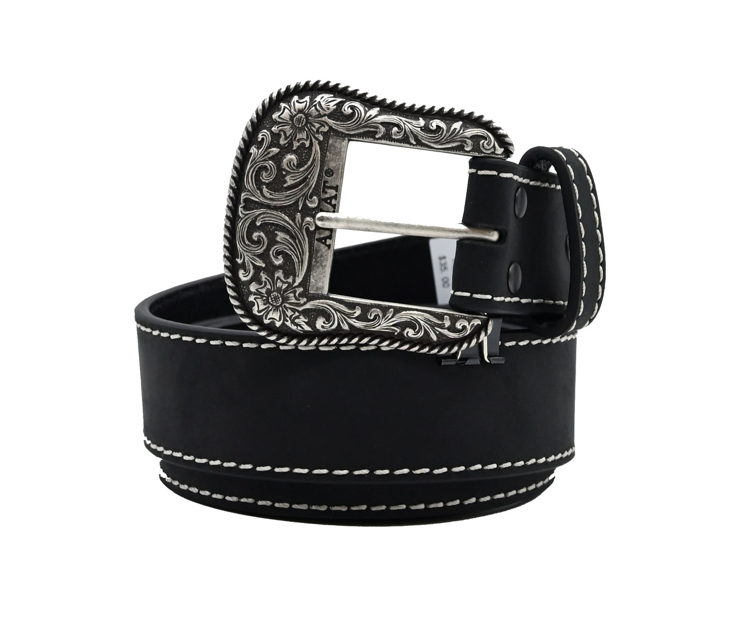 Ladies Belt 1 1/2" Heavy Stitched Edge Black - A1523401