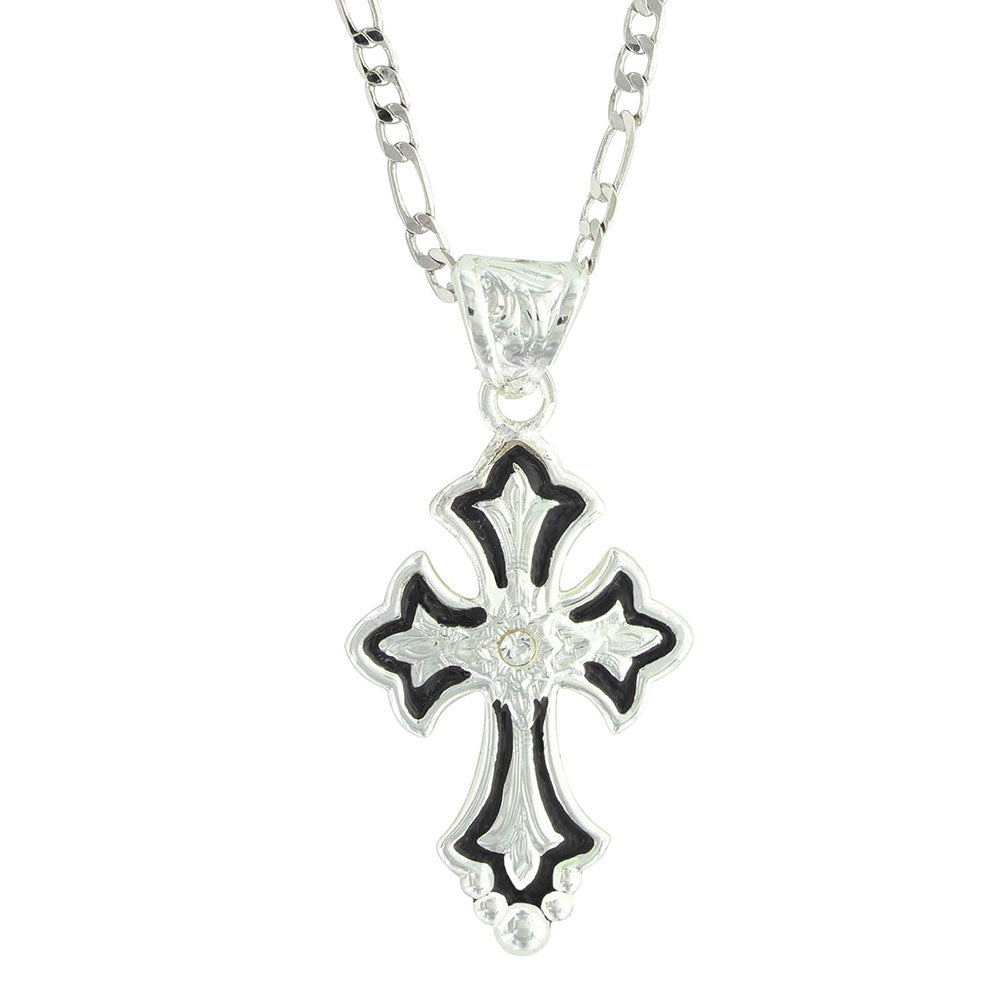Flower on Silver and Black Cross Fleury - NC1218