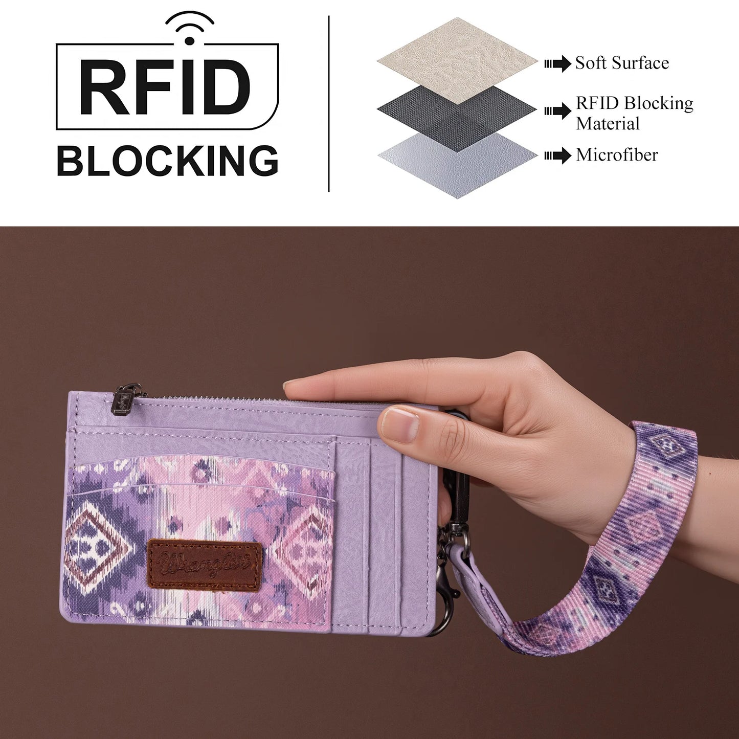 Wrangler Aztec Print Key Chain Wristlet Card Wallet - Purple - WG137-W0092PP