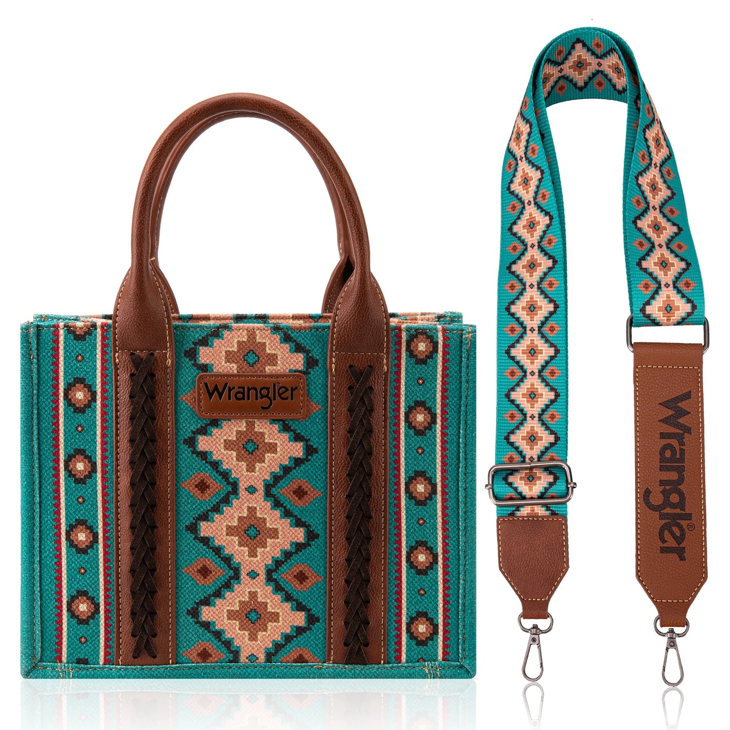 Wrangler Aztec Small Tote/Crossbody - Turquoise - WG2203-8120SWTQ