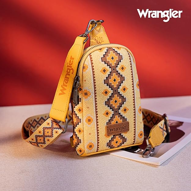 Wrangler Aztec Print Crossbody Sling Chest Bag - Yellow - WG2205-210YL