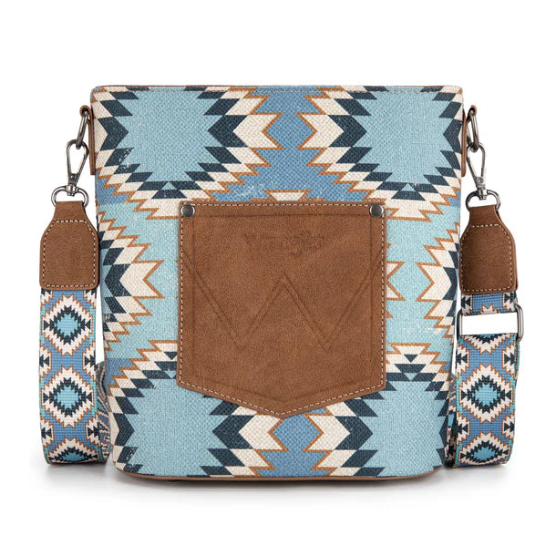Wrangler Aztec Distressed Print Dual Sided Print Crossbody - Purple - WG221-8360