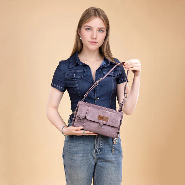 Wrangler Buckle Charm Small Shoulder Bag - Purple - WG300-523