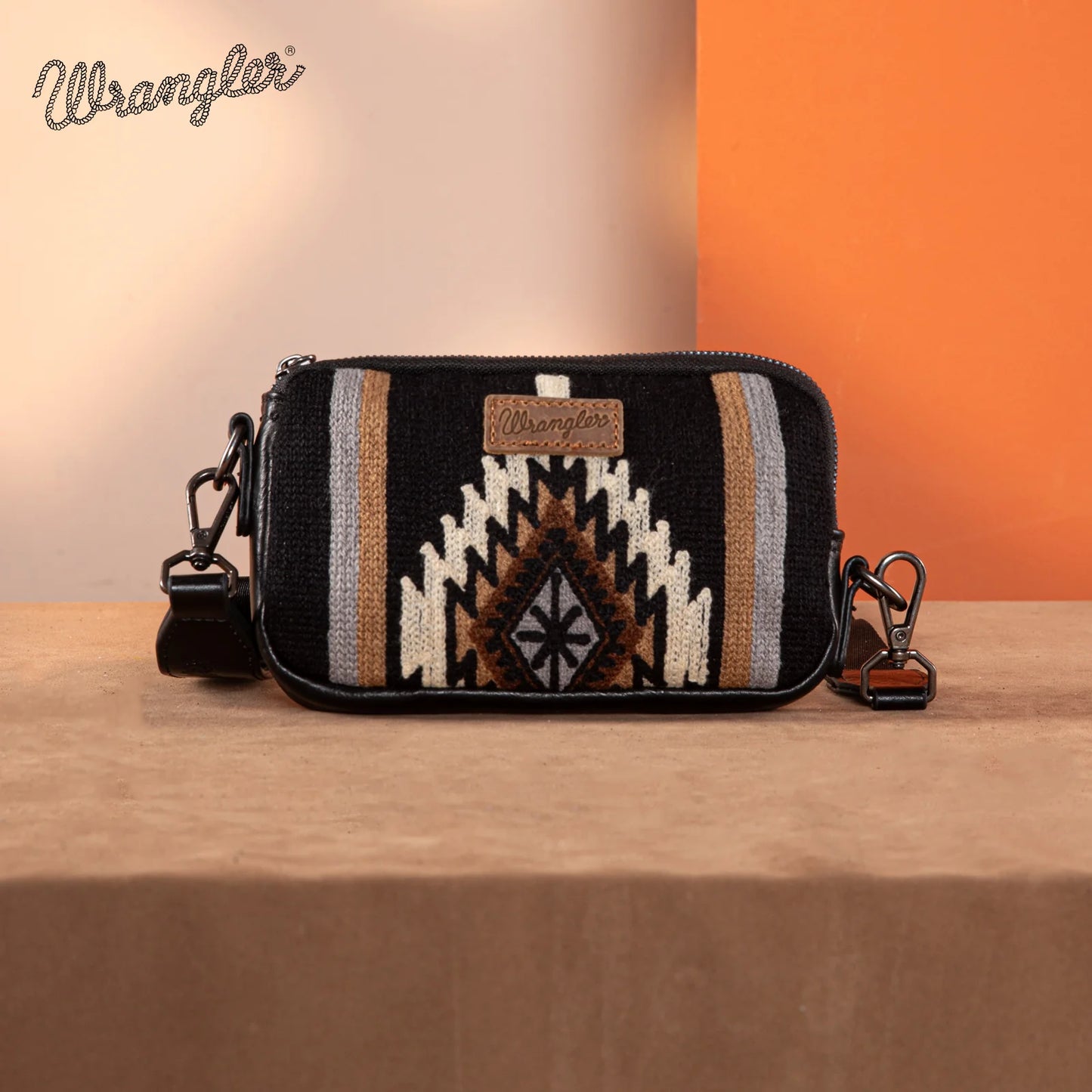Wrangler Southwestern Knitted Mini Crossbody - Black - WG174-1833BK