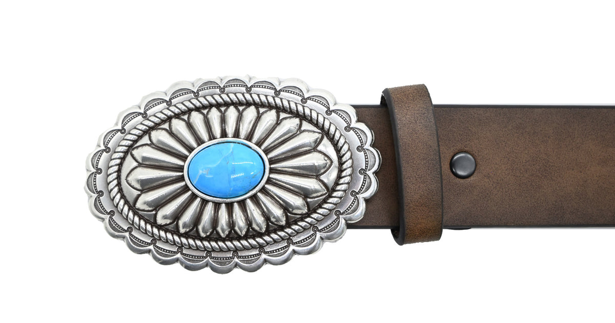 Turquoise Stone Brown Women's Belt
