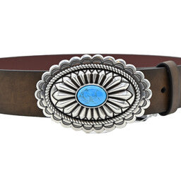 Turquoise Stone Brown Women's Belt