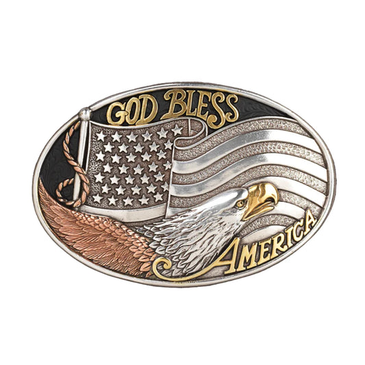 God Bless America Gold/Bronze Buckle
