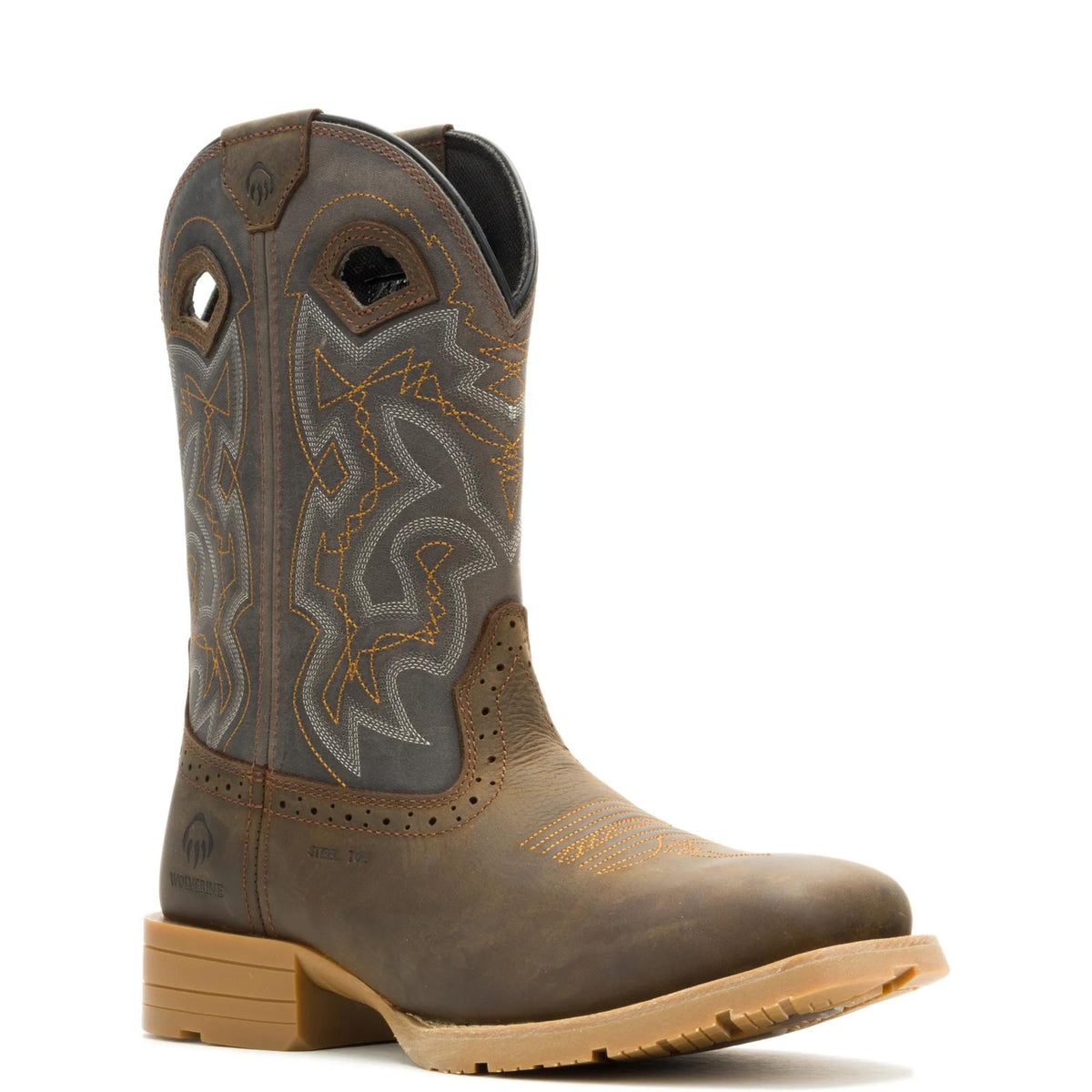 Men's Wheatland Pull-On Steel-Toe Work Wellington - Brown - W261049