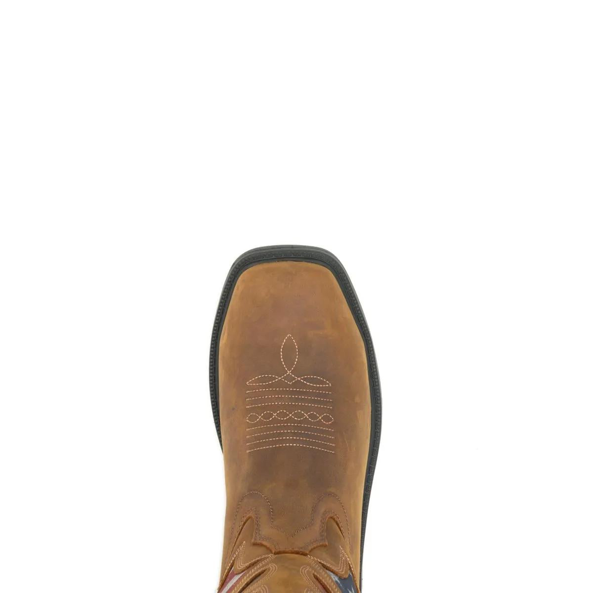Men's Rancher Flag Steel-Toe Wellington Work Boot - Brown - W241181
