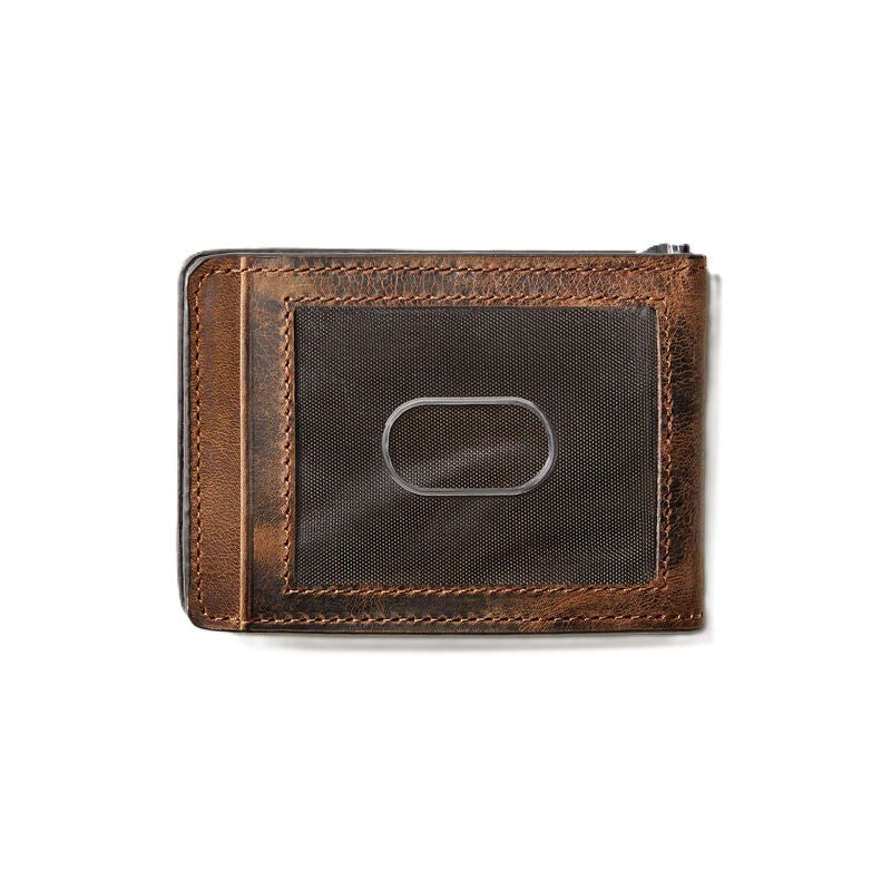 Ariat Bifold Slim Money Clip Wallet Patriot Flag Embroidery Brown - A3546002