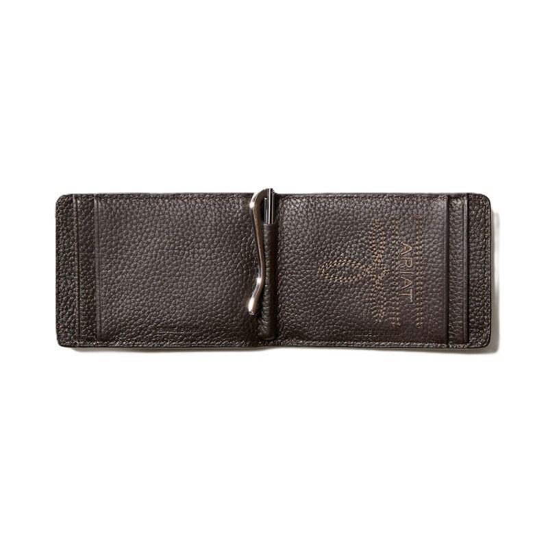 Ariat Bifold Slim Money Clip Wallet Patriot Flag Embroidery Brown - A3546002