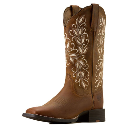 Ariat Women's Round Up Holly Wide Square Toe Western Boot - Pearl - 10074320