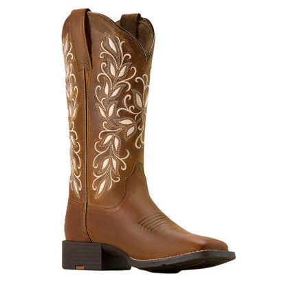 Ariat Women's Round Up Holly Wide Square Toe Western Boot - Pearl - 10074320