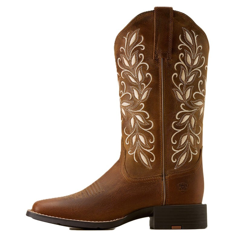 Ariat Women's Round Up Holly Wide Square Toe Western Boot - Pearl - 10074320