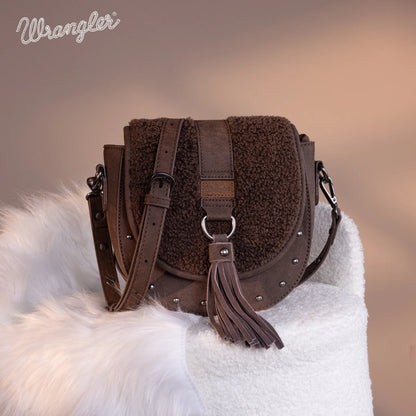 Wrangler Sherpa Saddle Bag Crossbody - Coffee - WG160-6010CF