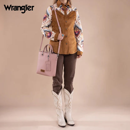 Wrangler Top Handle Tote/Crossbody Detachable Key Ring Card Holder - Pink - WG188-8312PK