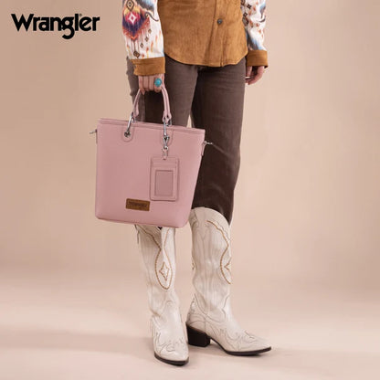 Wrangler Top Handle Tote/Crossbody Detachable Key Ring Card Holder - Pink - WG188-8312PK