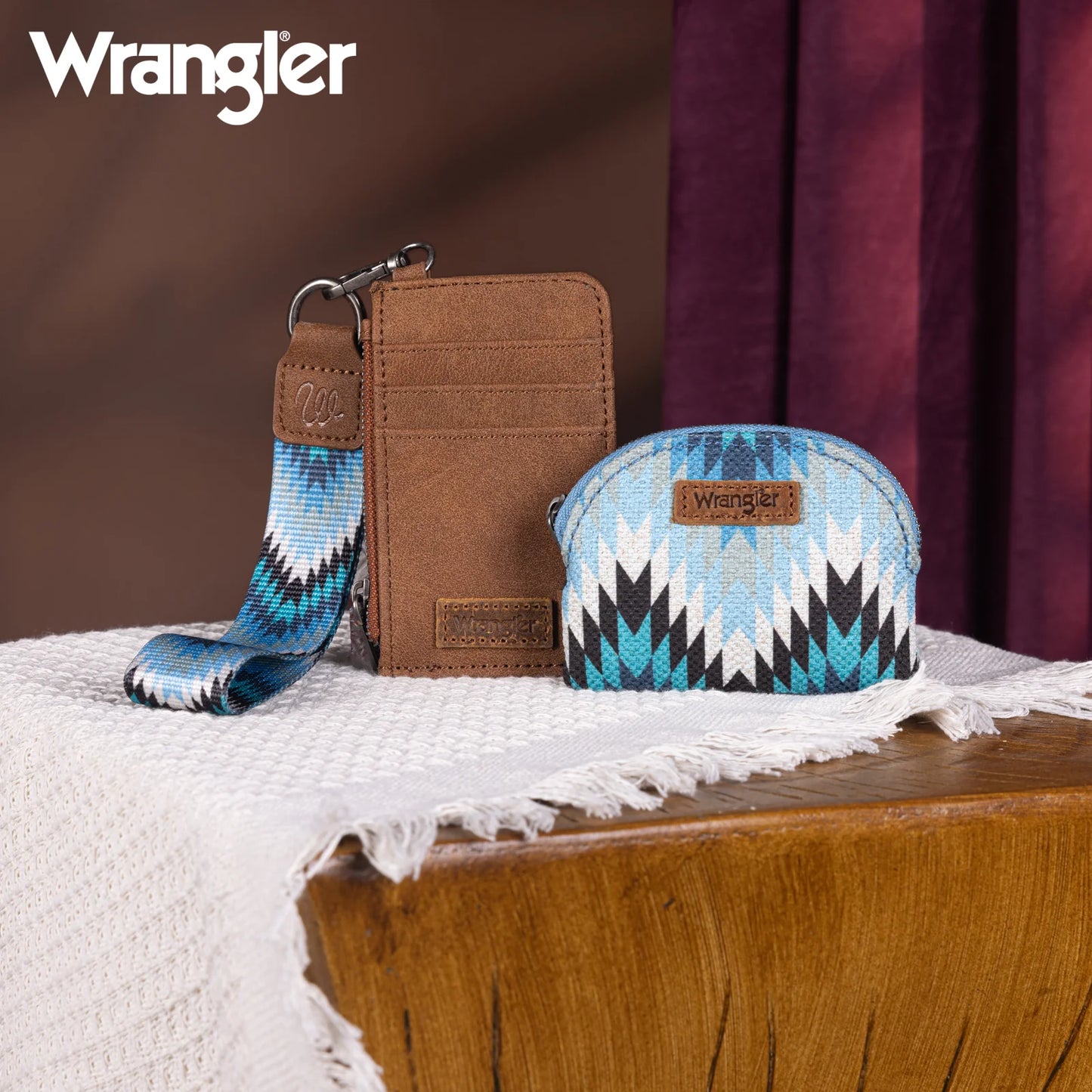 Wrangler Southwestern Art Print Dual Pouch Wristlet