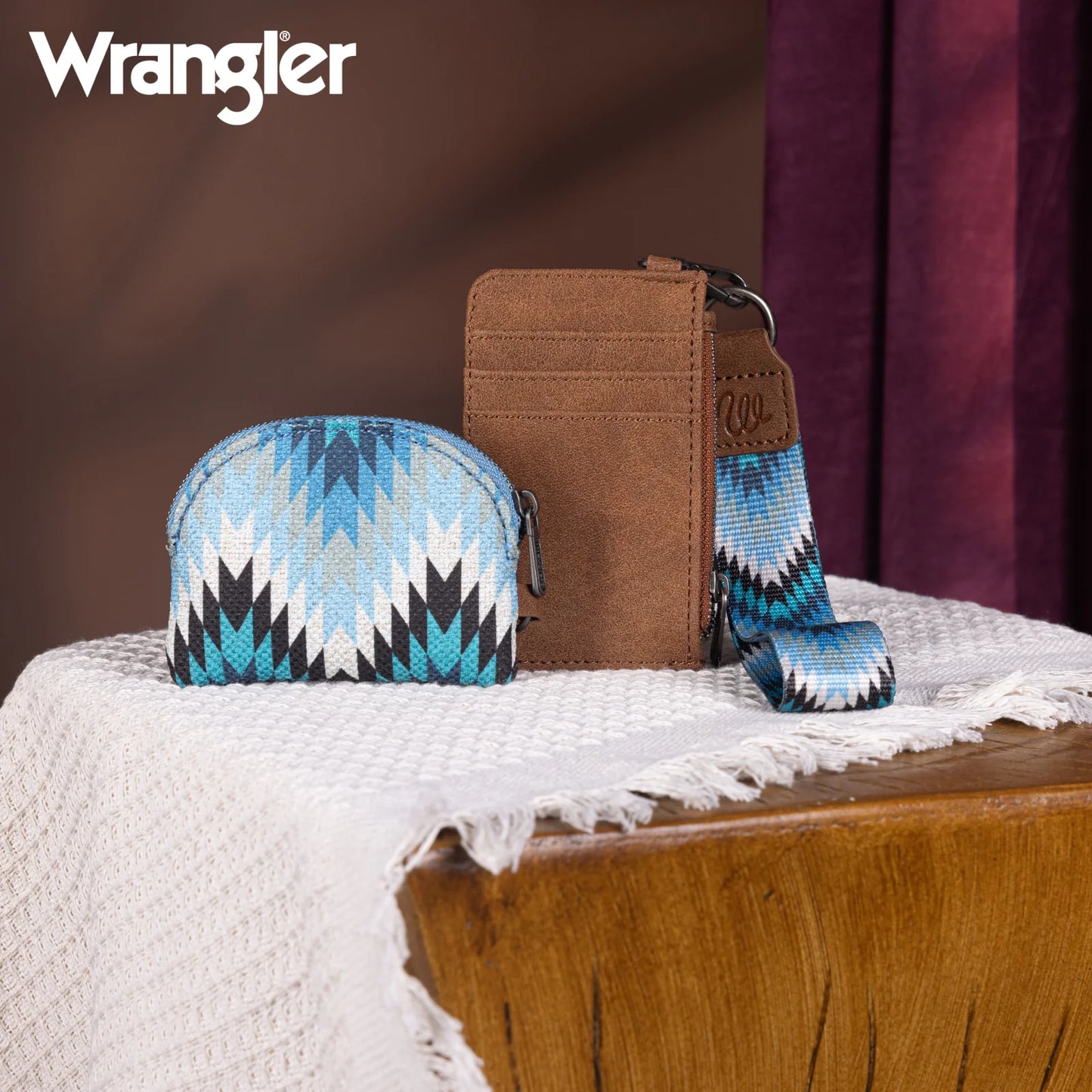 Wrangler Southwestern Art Print Dual Pouch Wristlet