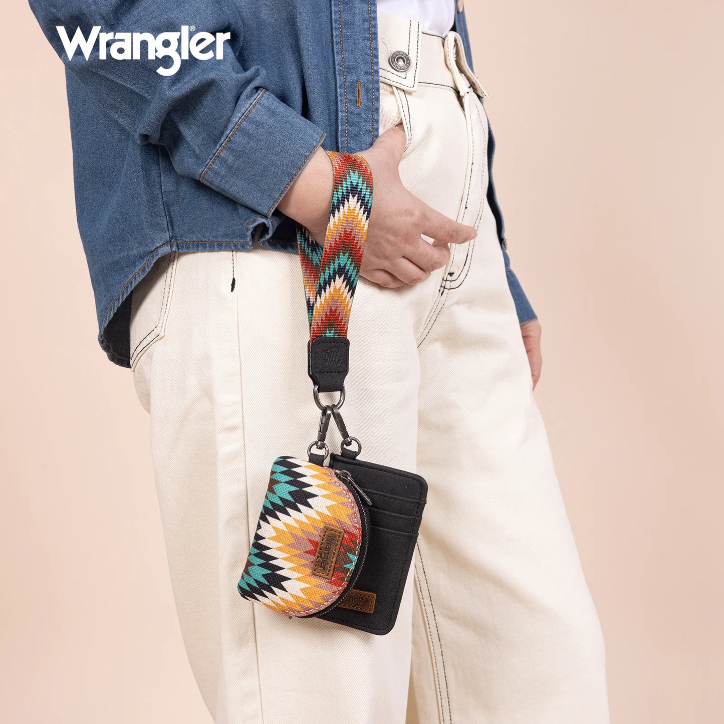 Wrangler Southwestern Art Print Dual Pouch Wristlet