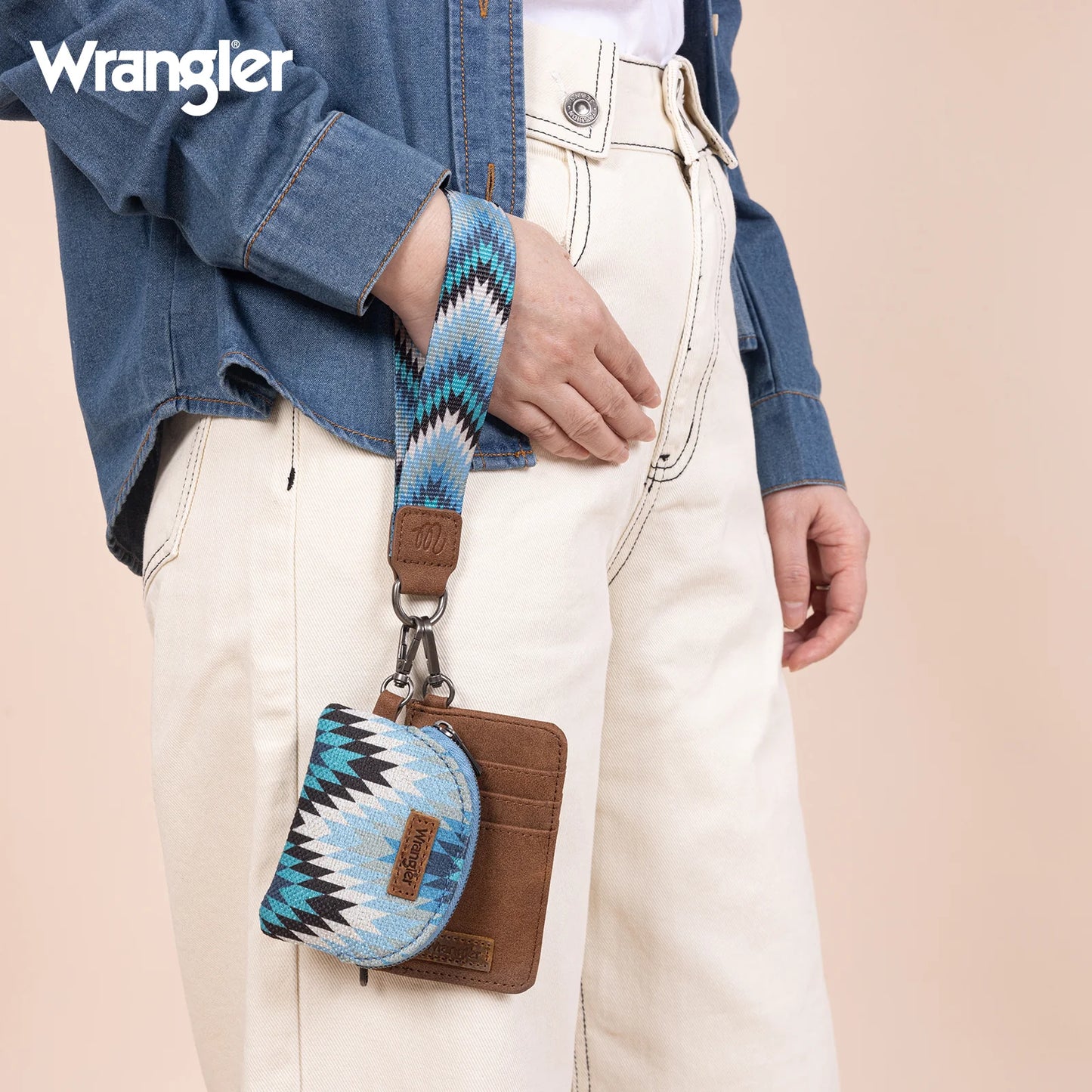 Wrangler Southwestern Art Print Dual Pouch Wristlet