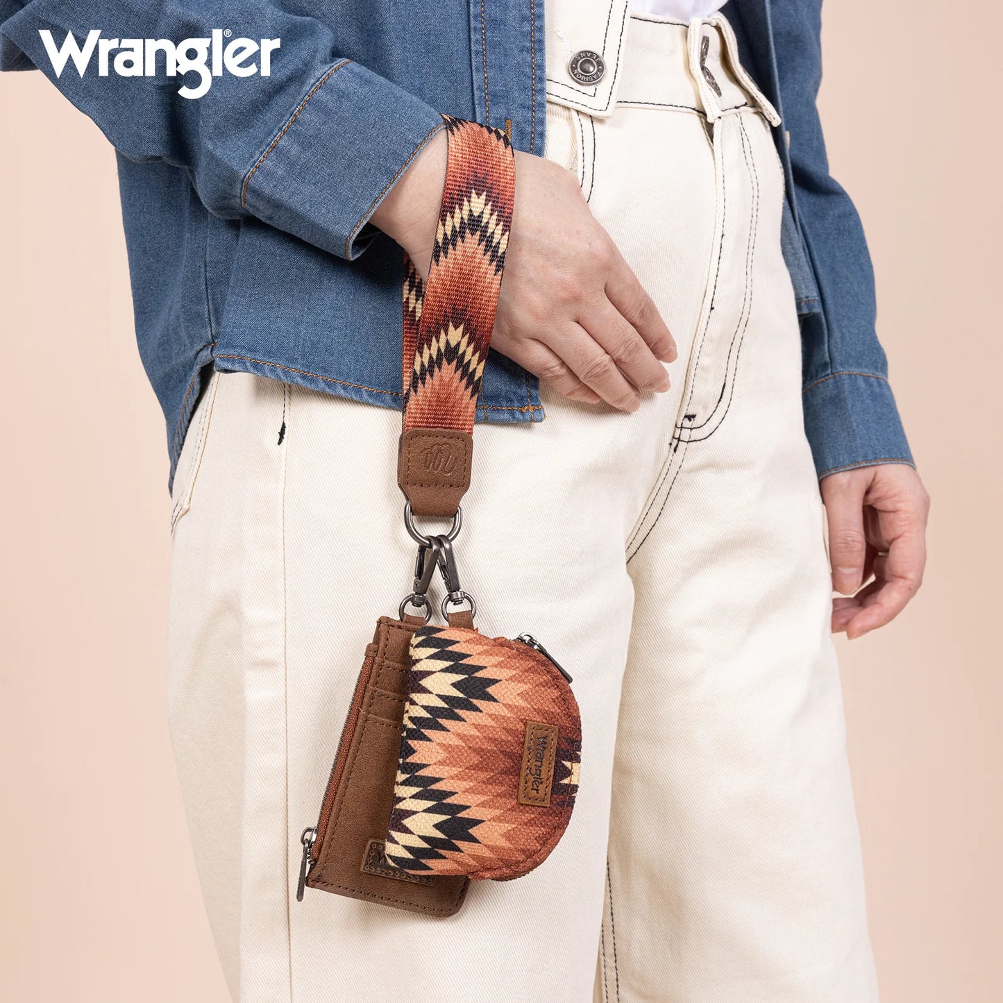 Wrangler Southwestern Art Print Dual Pouch Wristlet