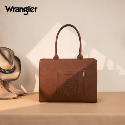 Wrangler Horseshoe Cutout Carry-All Large Tote Bag - Brown - WG292-8110BR