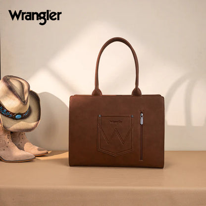 Wrangler Horseshoe Cutout Carry-All Large Tote Bag - Brown - WG292-8110BR