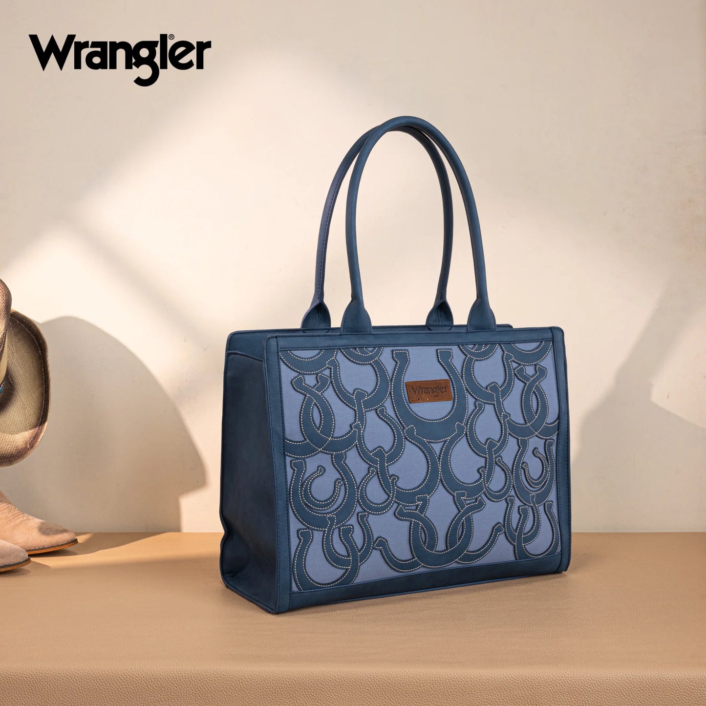 Wrangler Horseshoe Cutout Carry-All Large Tote Bag - Jean - WG292-8110JN