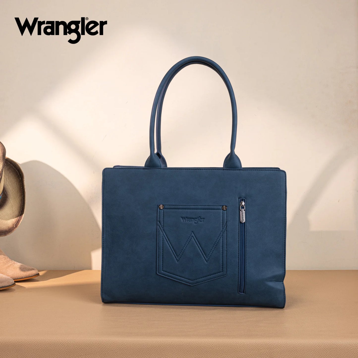 Wrangler Horseshoe Cutout Carry-All Large Tote Bag - Jean - WG292-8110JN