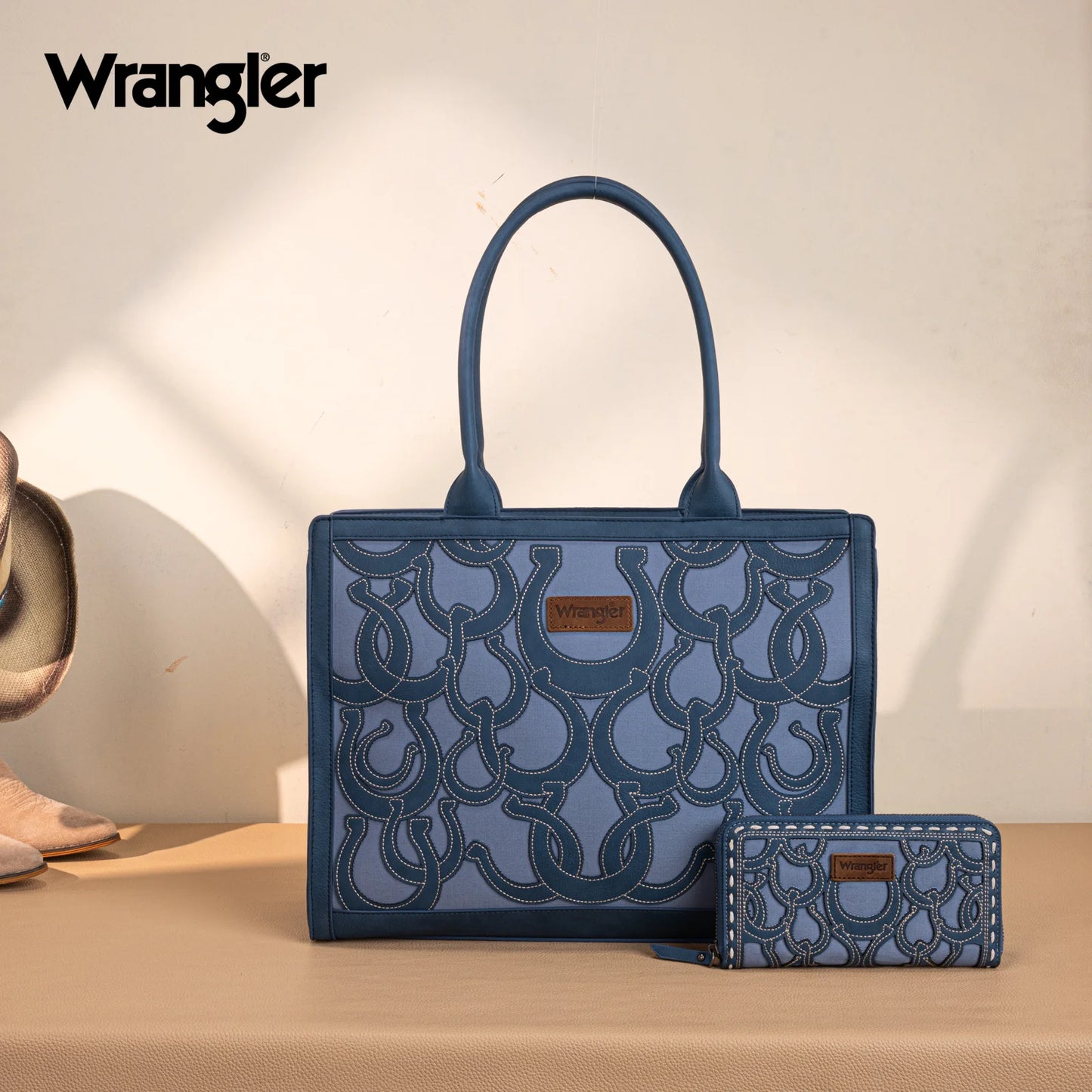 Wrangler Horseshoe Cutout Carry-All Large Tote Bag - Jean - WG292-8110JN