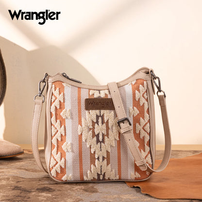 Wrangler Sherpa Aztec Canvas Crossbody - Tan - WG313-2003TN