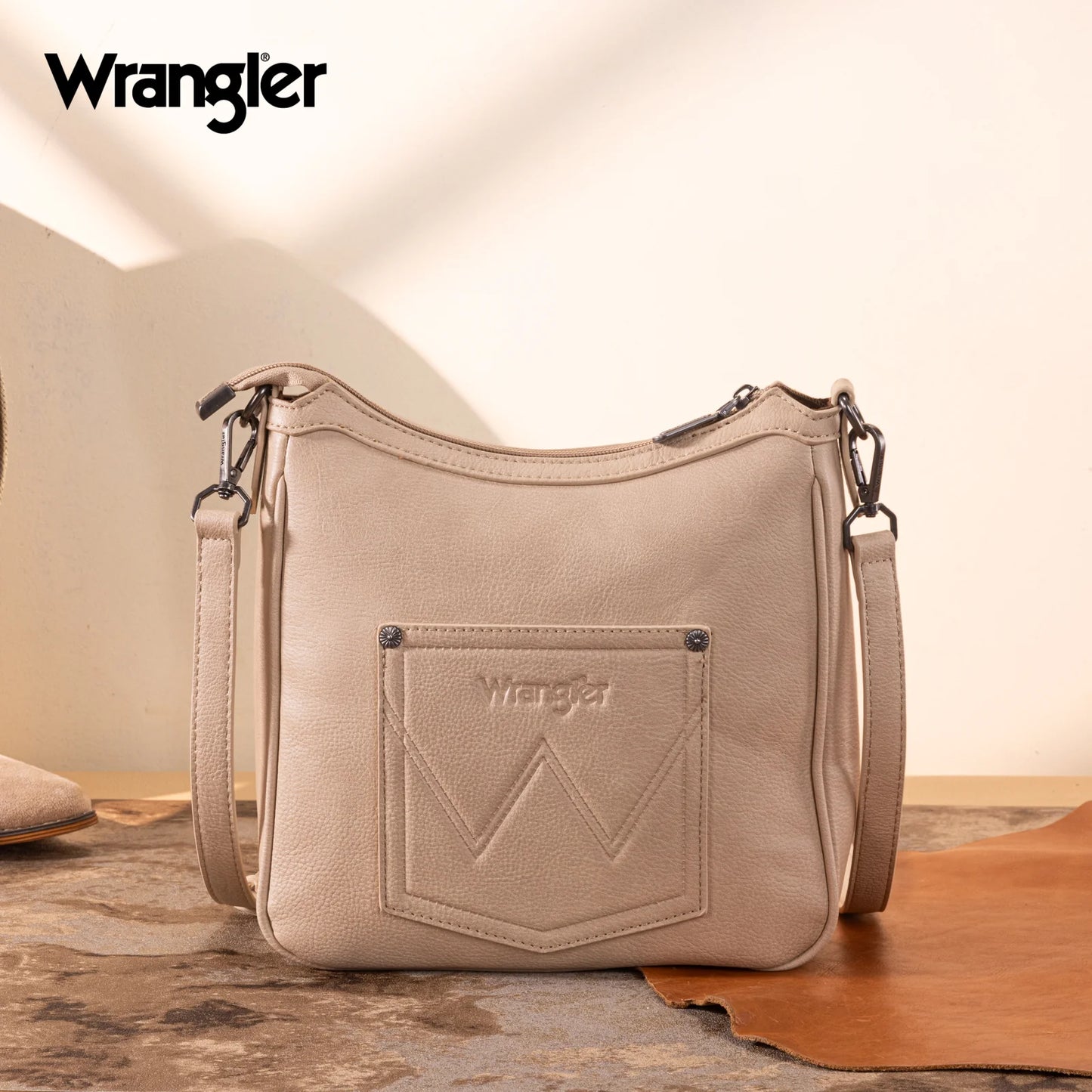 Wrangler Sherpa Aztec Canvas Crossbody - Tan - WG313-2003TN