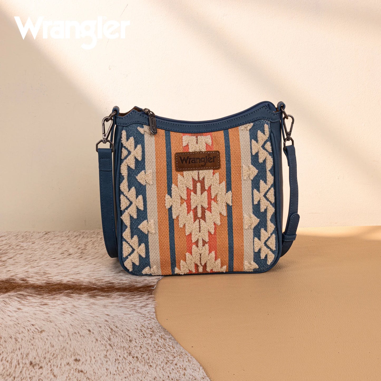Wrangler Sherpa Aztec Canvas Crossbody - Jean - WG275-2003JN