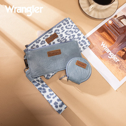 Wrangler Leopard Print Dual Pouch Wristlet with Zipper Round Case - WG366-W114