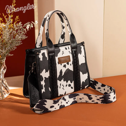 Wrangler Cow Print Concealed Carry Tote/Crossbody - Black - WG133-8120S