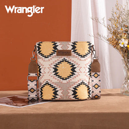 Wrangler Aztec Distressed Print Dual Sided Print Crossbody - Purple - WG221-8360