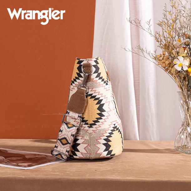 Wrangler Aztec Distressed Print Dual Sided Print Crossbody - Purple - WG221-8360