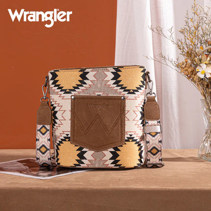 Wrangler Aztec Distressed Print Dual Sided Print Crossbody - Purple - WG221-8360
