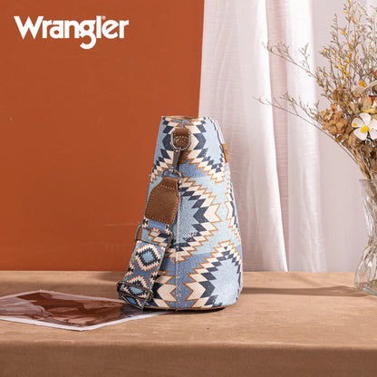 Wrangler Aztec Distressed Print Dual Sided Print Crossbody - Purple - WG221-8360