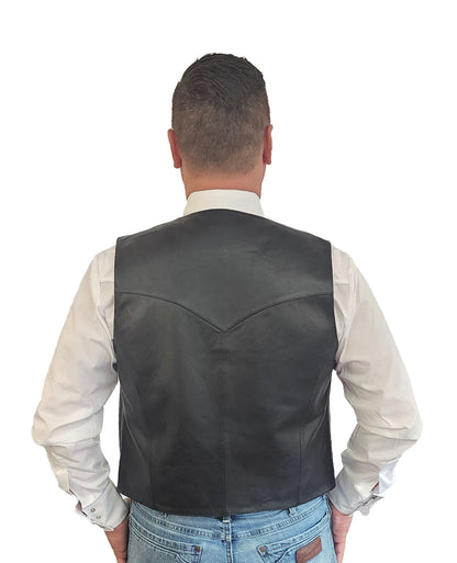 Lamb Leather Vest 5 Snap front Black