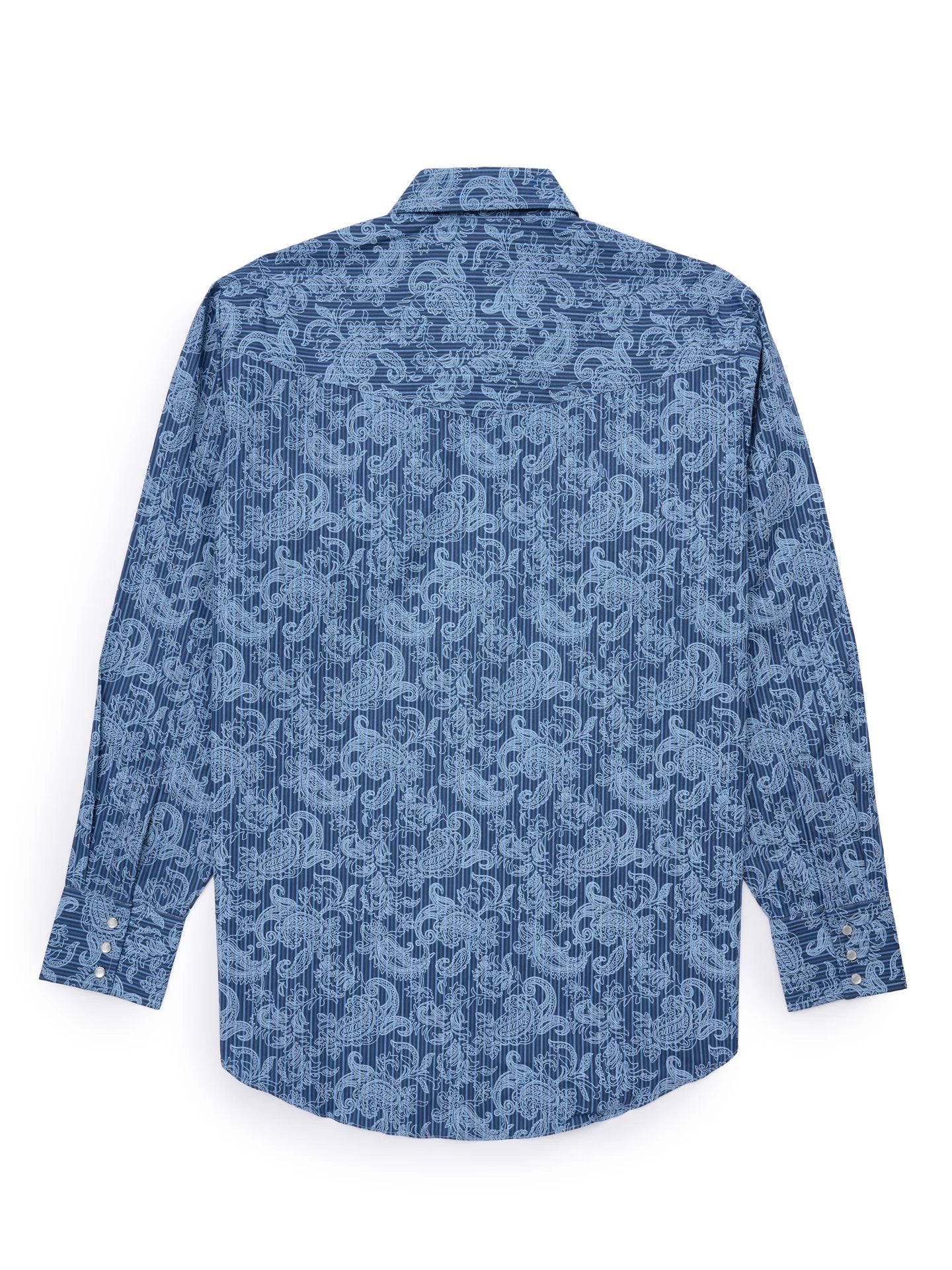 Long Sleeve Paisley Stripe Denim Blue