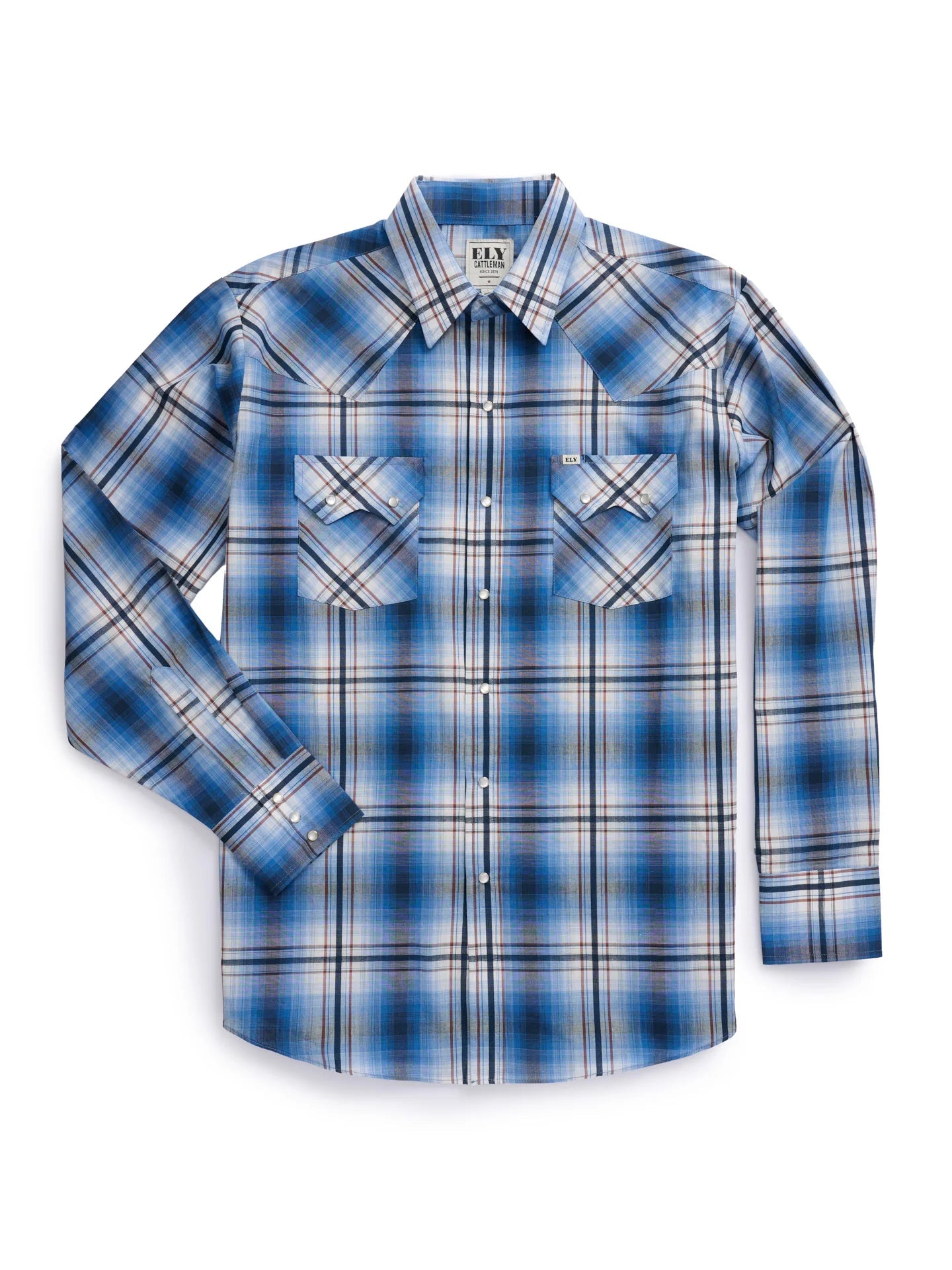 Long Sleeve Ombre Plaid Blue