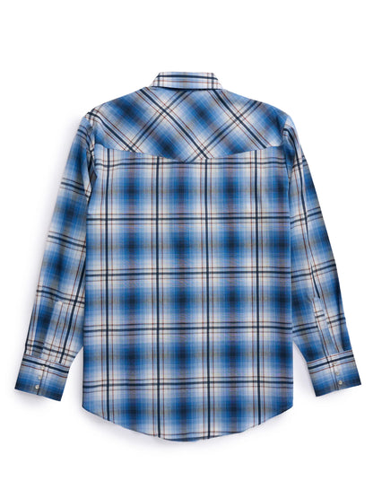 Long Sleeve Ombre Plaid Blue